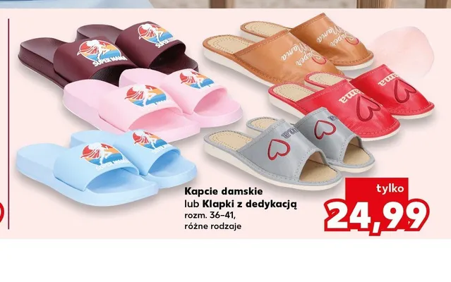 Kapcie damskie z dedykacją rozm. 36-41 promocja w Kaufland