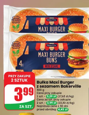 Bułka Maxi Burger z sezamem Bakerville promocja w Dino