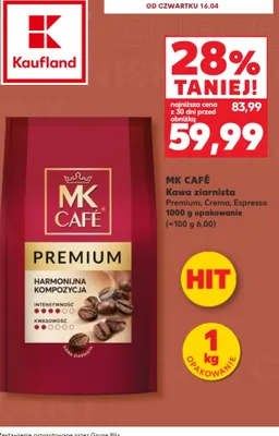 Kawa ziarnista Premium 1 kg Mk Café promocja w Kaufland