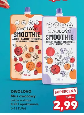 Mus owocowy Owolovo Smoothie Jabłko-Jagoda-Brzoskwinia promocja w Kaufland