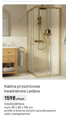 Kabina prysznicowa kwadratowa Ledava złota promocja w Castorama