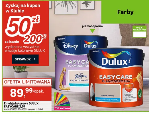 Emulsja kolorowa Dulux Easycare promocja w Leroy Merlin