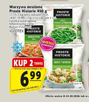 Warzywa mrożone fasolka szparagowa Proste Historie promocja w Prim Market
