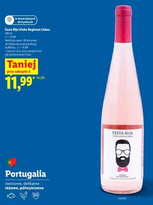 Wino różowe półwytrawne Festa Rija Vinho Regional Lisboa promocja w Lidl