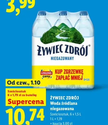 Woda źródlana niegazowana 6-pak Żywiec Zdrój promocja w Lidl