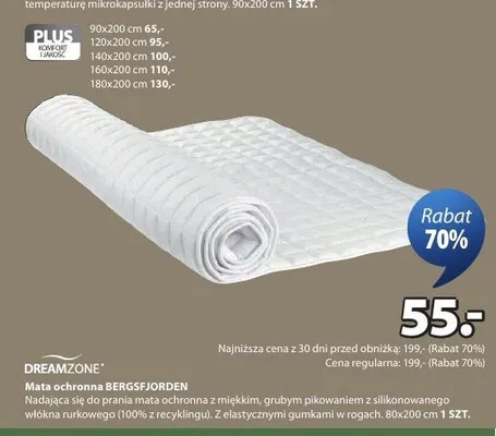 Mata ochronna DREAMZONE BERGSFJORDEN 80x200cm promocja w Jysk