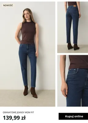 Granatowe jeansy mom fit Greenpoint promocja w Greenpoint