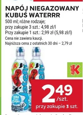 Napój niegazowany Kubuś Waterrr promocja w Stokrotka