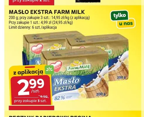 Masło ekstra Farm Milk promocja w Stokrotka
