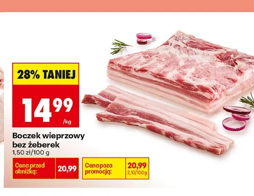 Boczek wieprzowy bez żeberek promocja w Biedronka