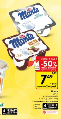 Deser Monte White Milchcreme 4-pak Zott promocja w Intermarche