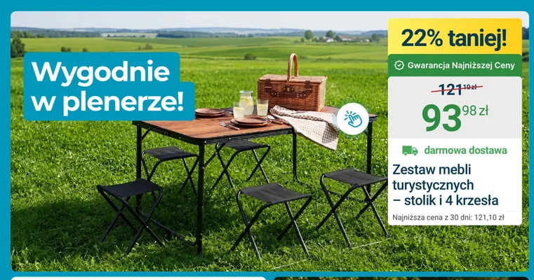 Zestaw mebli turystycznych stolik i 4 krzesła promocja w ERLI
