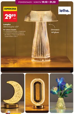 Lampka dekoracyjna LED w kształcie grzybka Lethe promocja w Biedronka