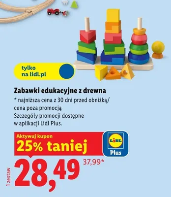 Zabawki edukacyjne z drewna promocja w Lidl