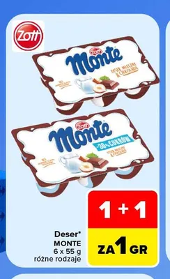Deser Monte Zott 6-pak 55 g promocja w Carrefour