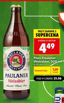 Piwo Paulaner Weissbier promocja w Biedronka