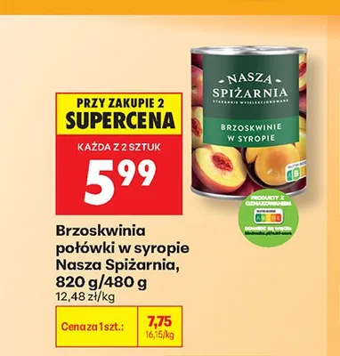 Brzoskwinie połówki w syropie Nasza Spiżarnia promocja w Biedronka