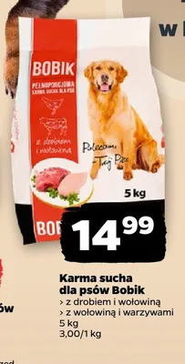 Karma sucha dla psów Bobik z drobiem i wołowiną promocja w Netto