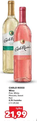Wino Carlo Rossi Pink, White Moscato, Sweet Red promocja w Kaufland