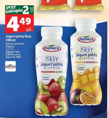 Jogurt pitny Skyr Piątnica truskawka kiwi promocja w TOPAZ