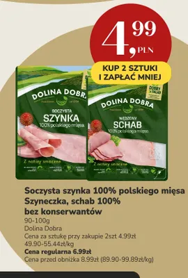 Soczysta szynka 100% polskiego mięsa bez konserwantów Dolina Dobra promocja w Market Point