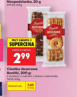 Ciastka deserowe Bonitki z kakao i czekoladą promocja w Biedronka