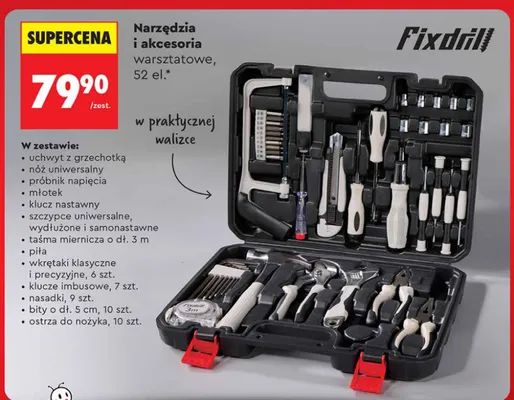 Narzędzia i akcesoria warsztatowe w praktycznej walizce promocja w Biedronka