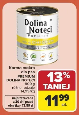 Karma mokra dla psa Premium Dolina Noteci Rich in Chicken promocja w Carrefour