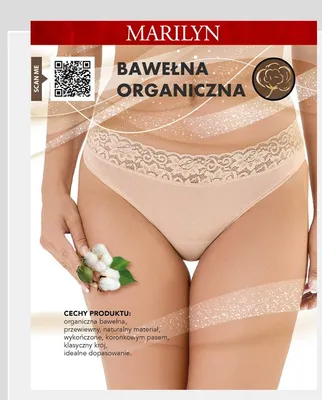 Figi damskie, bawełniane z koronkowym pasem, rozm. M promocja w Rossmann