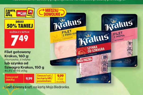 Filet gotowany z kurczaka Krakus promocja w Biedronka