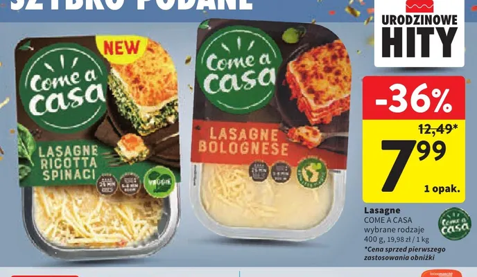 Lasagne Ricotta Spinaci Come a Casa promocja w Intermarche