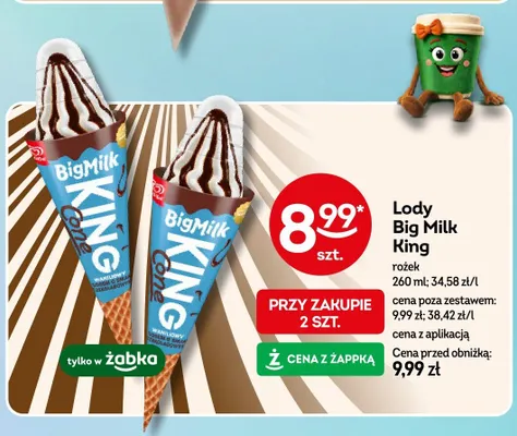 Lody Big Milk King rożek promocja w Żabka