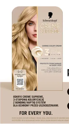 Farba do włosów Creme Supreme 9-0 Natural Light Blonde Schwarzkopf promocja w Rossmann