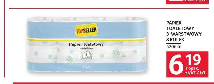 Papier toaletowy 3-warstwowy Topseller 8-pak promocja w Selgros