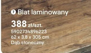 Blat laminowany Dąb słoneczny 62x3,8x305cm promocja w Castorama