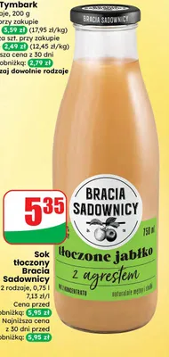 Sok tłoczony jabłko, 2 rodzaje promocja w Dino