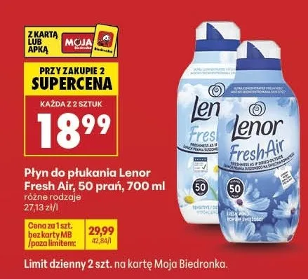 Płyn do płukania Lenor Fresh Air Fresh Wind 50 prań promocja w Biedronka