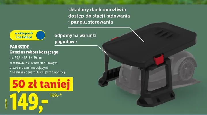 Garaż na robota koszącego promocja w Lidl