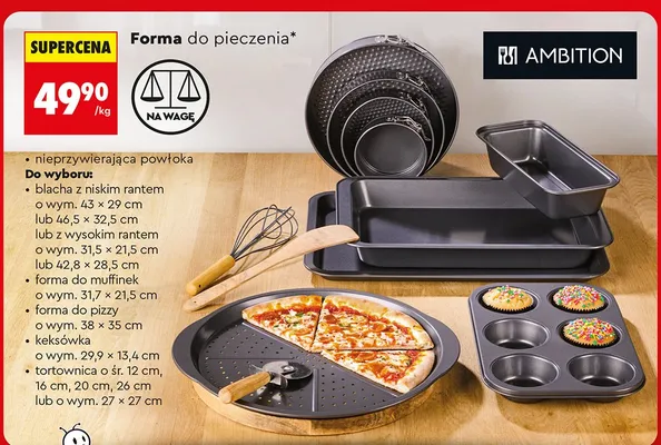 Forma do pizzy Ambition nieprzywierająca powłoka 38x35cm promocja w Biedronka