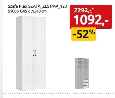 Szafa Flex SZAFA_ZESTAW_123 S100 x G45 x W240cm promocja w Black Red White