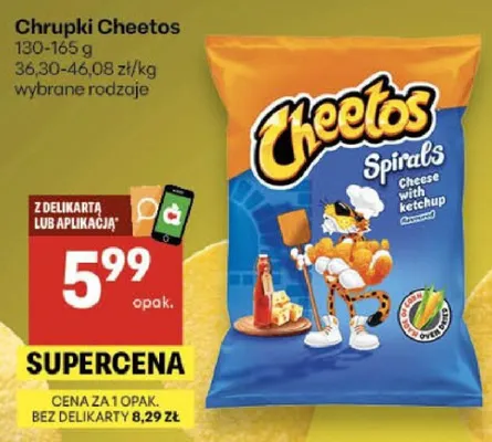 Chrupki Cheetos Spirals promocja w Delikatesy Centrum