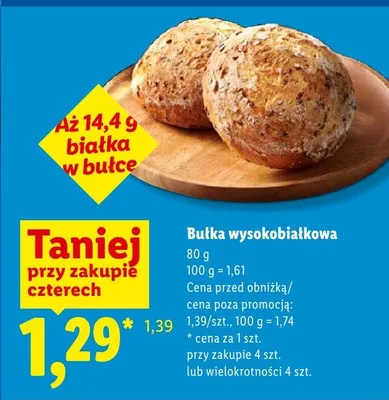Bułka wysokobiałkowa Piekarnia Lidla promocja w Lidl