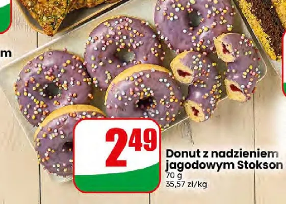 Donut z nadzieniem jagodowym Stokson promocja w Dino