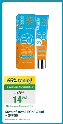 Krem z filtrem Lirene 40 ml SPF 50 promocja w ERLI