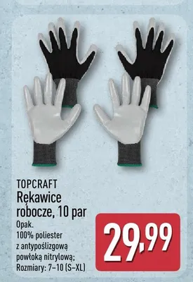 Rękawice robocze TopCraft 10-pak promocja w Aldi