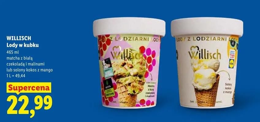 Lody w kubku Willisch solony kokos z mango promocja w Lidl