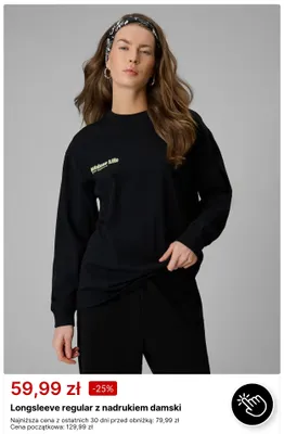 Longsleeve regular z nadrukiem damski promocja w 4F