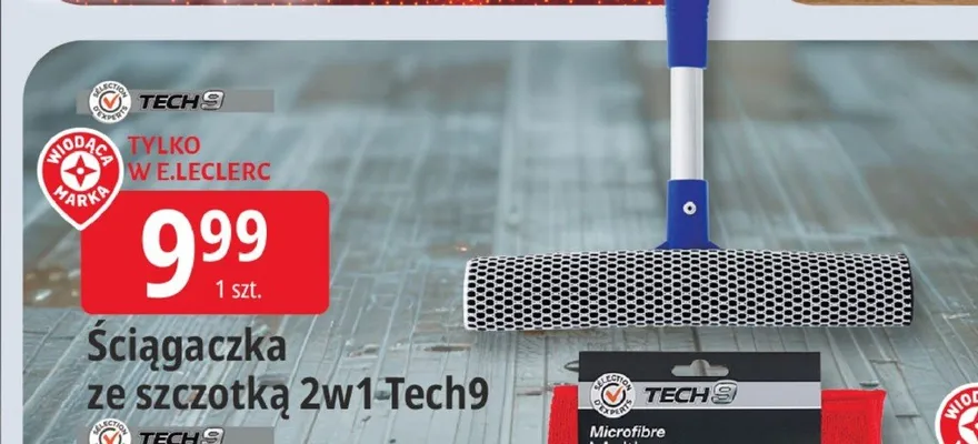 Ściągaczka ze szczotką 2w1 Tech9 promocja w Leclerc