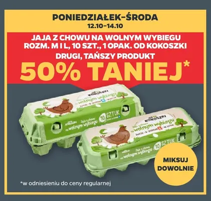 Jajka kurze z chowu na wolnym wybiegu rozm. M Od Kokoszki promocja w Netto