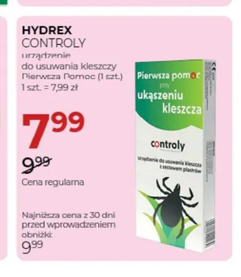 Urządzenie do usuwania kleszczy Pierwsza Pomoc Controly Hydrex promocja w Drogerie Jawa